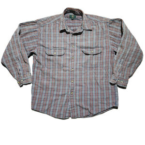 Club Room Blue Plaid Long Sleeve Button Up Shirt Large